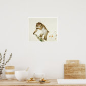 Oude aap met Cherry in het najaar Poster (Keuken)