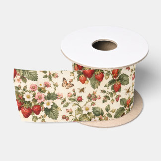 Oude Aardbei Botanische Tuin Patroon Lint