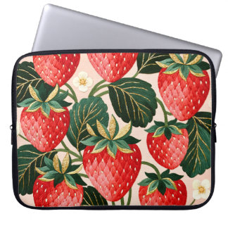Oude Aardbei Botanische Zomer Folk Laptop Sleeve