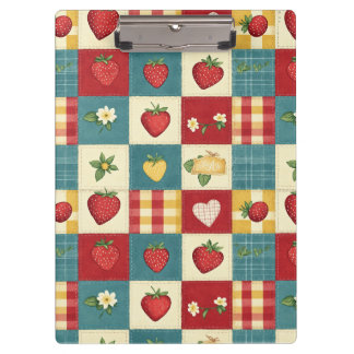 Oude Aardbei Patchwork Boerderij Patroon Klembord