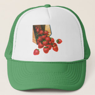 Oude aardbeien in mand, voedsel fruit bessen trucker pet