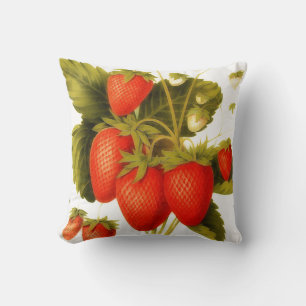 Oude aardbeien met groene bladeren kussen