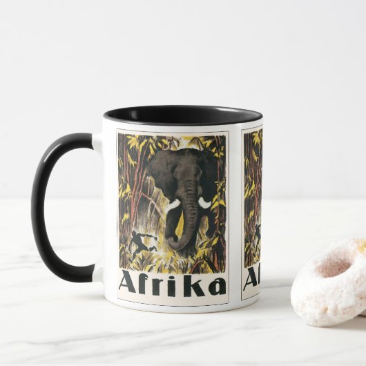 Oude Afrika-reisposter, Afrikaanse olifant Mok (Met donut)