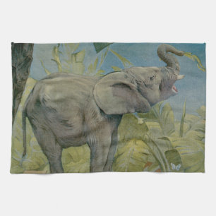 Oude Afrikaanse Olifant in de Jungle, EJ Detmold Theedoek