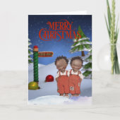 Oude Afro-Amerikaanse Kerstkaart Kaart (Voorkant)