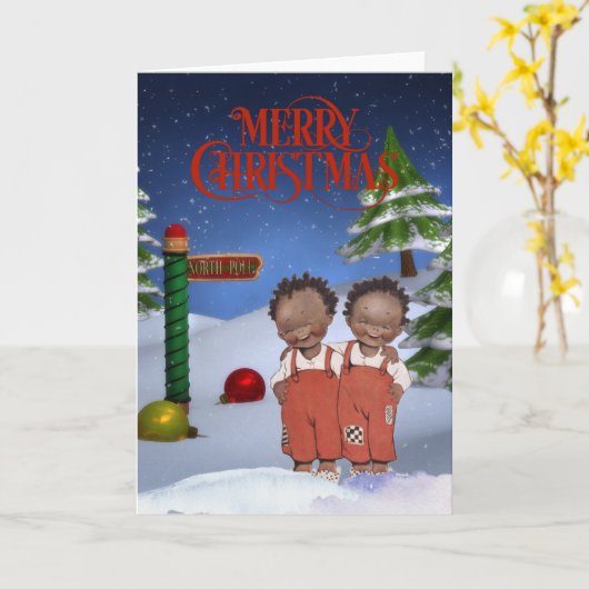 Oude Afro-Amerikaanse Kerstkaart Kaart (Gele Bloem)