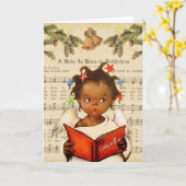 Oude Afro-Amerikaanse kerstkaart Kaart (Gele Bloem)