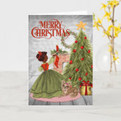 Oude Afro-Amerikaanse kerstkaart Kaart (Gele Bloem)