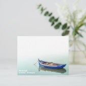 Oude Aiola boot. Kleine roeiboot in Seixal Bay. Briefkaart (Staand voorkant)