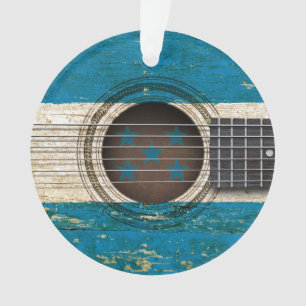 Oude akoestische gitaar met vlag van Honduras Ornament