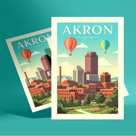 Oude Akron Ohio Briefkaart
