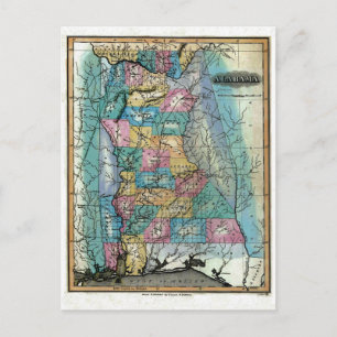 Oude Alabama-kaart 1826 Briefkaart