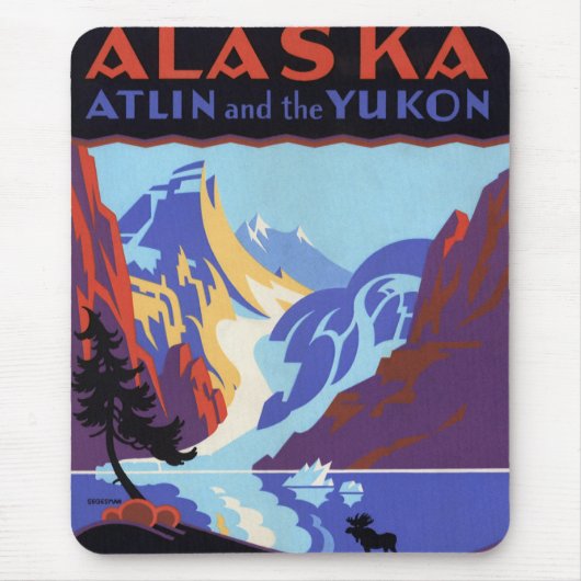 Oude Alaska Reisposter, Atlin en de Yukon Muismat (Voorkant)
