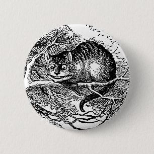Oude Alice in Wonderland, Cheshire Kat Ronde Button 5,7 Cm