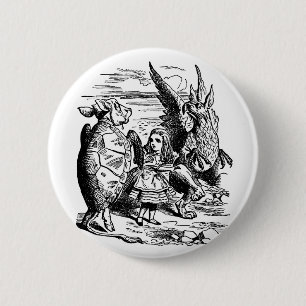 Oude Alice in Wonderland, Gryphon, Schildpad die e Ronde Button 5,7 Cm