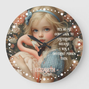 Oude Alice in Wonderland met Roze Flamingo Grote Klok