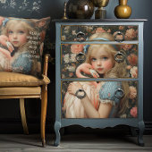 Oude Alice in Wonderland met Roze Flamingo Kussen