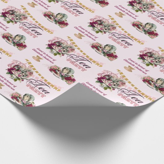 Oude Alice in Wonderland Theepartij Aangepaste Fee Cadeaupapier (Hoek)