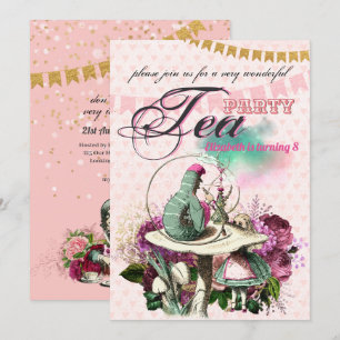 Oude Alice in Wonderland Theepartij Aangepaste Fee Kaart