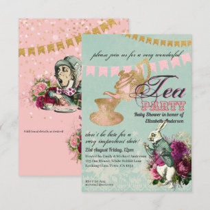 Oude Alice in Wonderland-theepartij aangepaste fee Kaart
