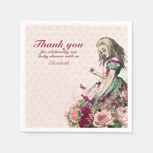 Oude Alice in Wonderland-theepartij aangepaste fee Servet (Voorkant)