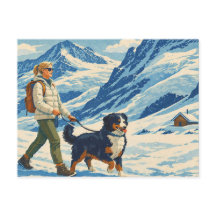 Oude Alpenberg Wandelen met Hond Ansichtkaart