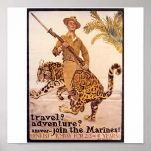Oude Amerikaanse mariniers Poster rond 1917
