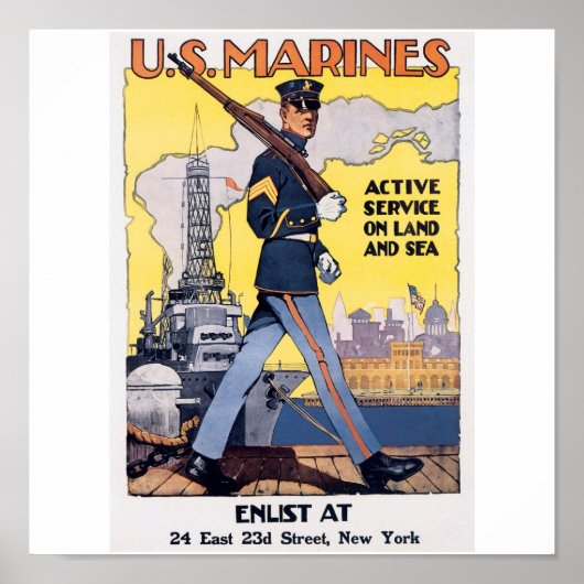Oude Amerikaanse mariniers Poster rond 1917 (Voorkant)