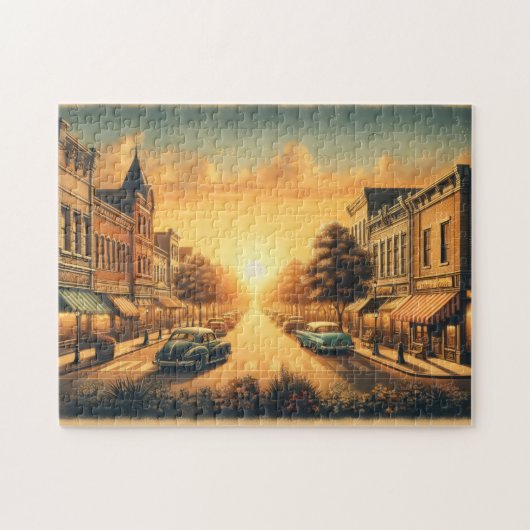 Oude Amerikaanse stad Legpuzzel (Horizontaal)