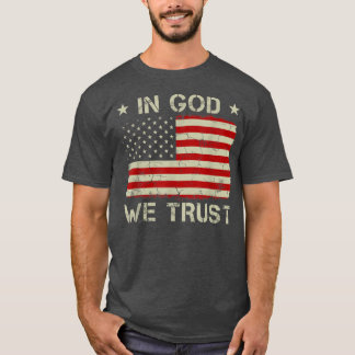  oude Amerikaanse vlag in God wij vertrouwen op T- T-shirt