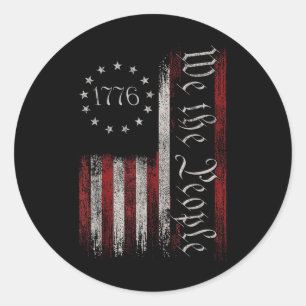 oude Amerikaanse vlagpatriotticus 1776 Wij de Pe Ronde Sticker