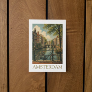 Oude Amsterdamse Grachtenfiets Retro Reizen Briefkaart