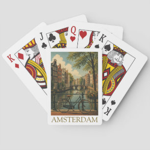 Oude Amsterdamse Grachtenfiets Retro Reizen Pokerkaarten