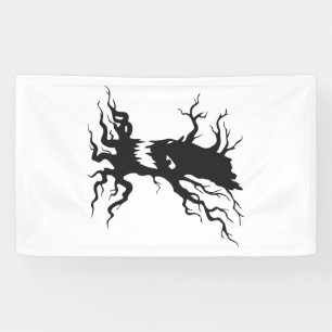 Oude angstaanjagende boom Halloween Spandoek