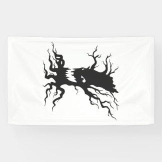 Oude angstaanjagende boom Halloween Spandoek