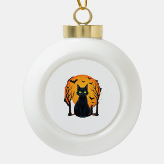 Oude Angstaanjagende Kerstkat Kostuum Retro Kat Ma Keramische Bal Ornament