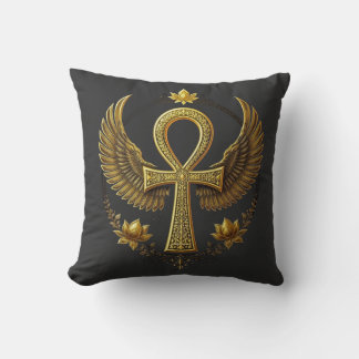 Oude Ankh Kracht Divin Goud Zwart Decor Kussen