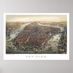 Oude ansicht New York City, Manhattan, Brooklyn Br Poster