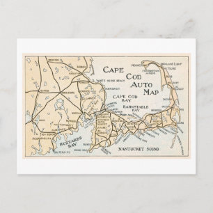 Oude ansichtkaart met automap van Cape Cod Briefkaart