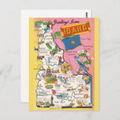 Oude ansichtkaart met kaart van de staat Idaho (Voorkant / Achterkant)