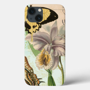 Oude ansichtkaart met vlinders en bloemen iPhone 13 hoesje