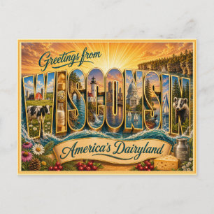 Oude ansichtkaart uit Wisconsin Briefkaart