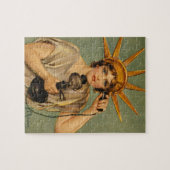 Oude ansichtkaart van het Vrijheidsbeeld, Wereldoo Legpuzzel (Horizontaal)