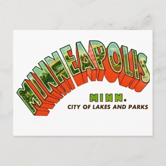 Oude ansichtkaart van Minneapolis Briefkaart (Voorkant)