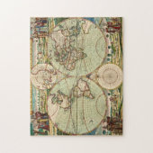 Oude Antiek Algemene Kaart van de Wereld Legpuzzel (Verticaal)