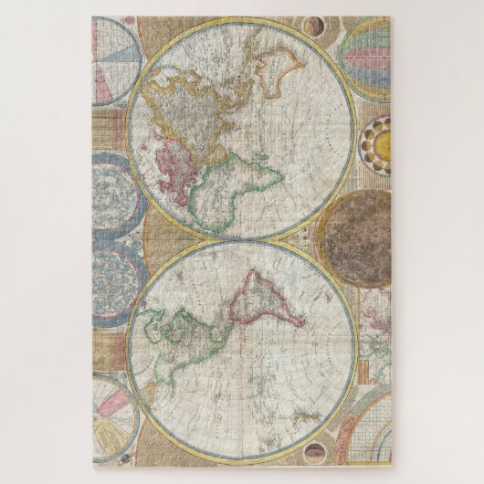 Oude Antiek Algemene Kaart van de Wereld Legpuzzel (Verticaal)
