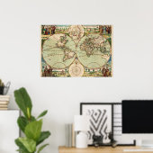 Oude Antiek  Algemene Kaart van de Wereld Poster (Thuiskantoor)
