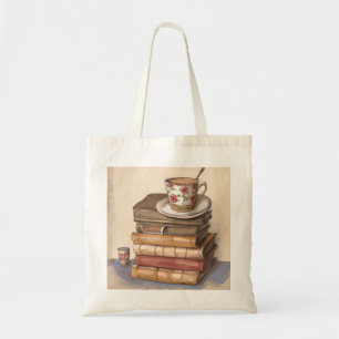 Oude Antiek  boeken en een kopje koffie Tote Bag