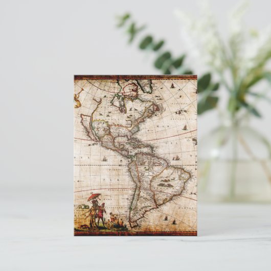 Oude Antiek kaart Noord- en Zuid-Amerika (Staand voorkant)