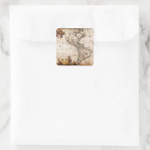 Oude Antiek kaart Noord- en Zuid-Amerika Vierkante Sticker (Tas)